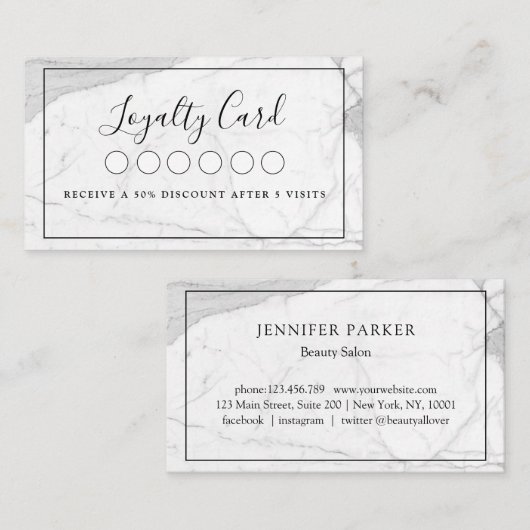 Marble Salon Spa Loyalty 5 Visitekaartje (Voorkant / Achterkant)