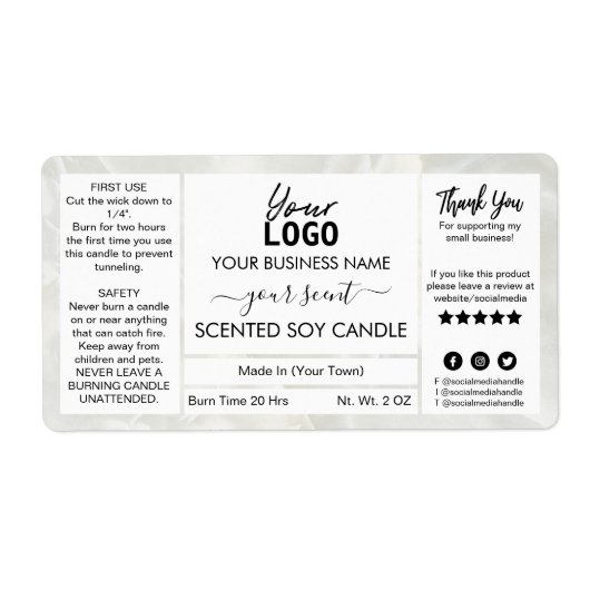 Marble Scent Scented Soy Candle Etiket (Voorkant)