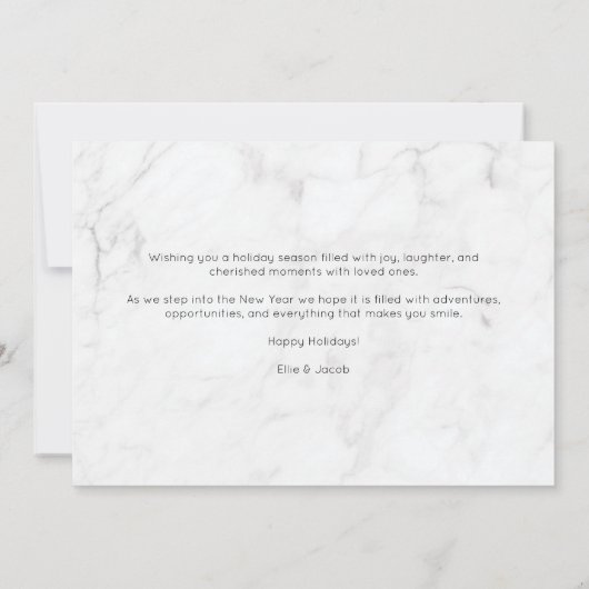Marble Script Foto Prettig & Getrouwd Feestdagenkaart (Achterkant)