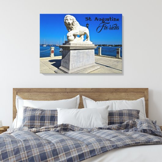 Marble Sculpture in Bridge of Lions St. Augustine Canvas Afdruk (Insitu (Slaapkamer))