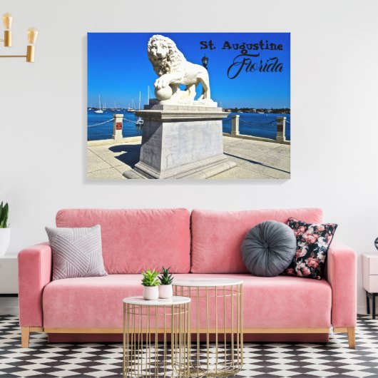 Marble Sculpture in Bridge of Lions St. Augustine Canvas Afdruk (Insitu (Woonkamer))