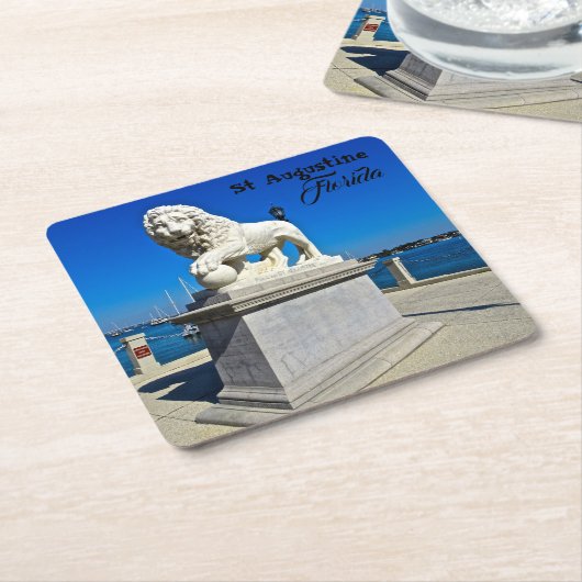 Marble Sculpture in Bridge of Lions St. Augustine Kartonnen Onderzetters (Schuin)