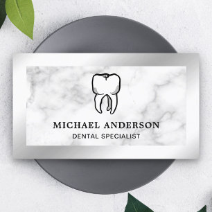 Marble Silver Foil Dental Clinic Tooth Dentist Visitekaartje