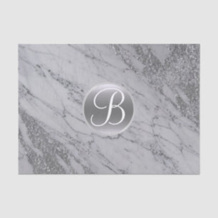 Marble Silver Glitter Glam Monogram Letter Initiaa Tissuepapier