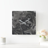 Marble Silver Grey Abstract Graphite VIP Vierkante Klok (Huis)