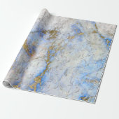 Marble Silver Grey Blue Ocean Floral Foliën Laurel Cadeaupapier (Uitgerold)