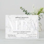 Marble Silver MBA Afstuderen Folie Uitnodiging (Staand Voorkant)