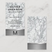 Marble Silver Metallic Trim | Monogram Lux Visitekaartje (Voorkant / Achterkant)