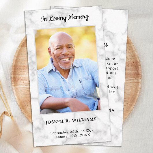 Marble Simple Memorial Foto Funeral Bedankt Notitiekaartje