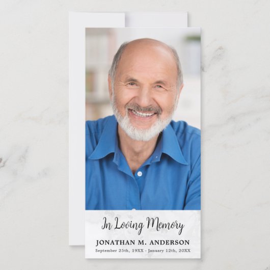 Marble Simple Memorial Photo Funeral Sympathie Bedankkaart (Voorkant)