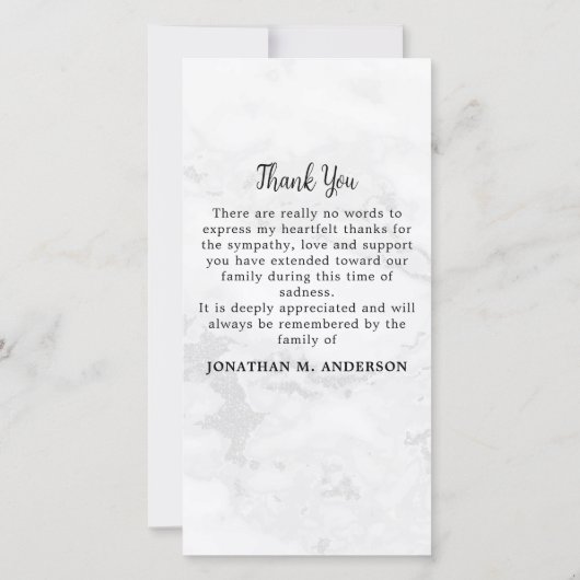 Marble Simple Memorial Photo Funeral Sympathie Bedankkaart (Achterkant)