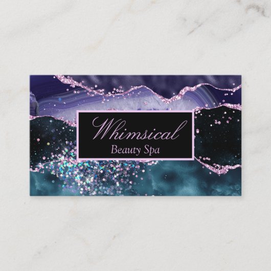 Marble Sparkle Agate Design Beauty Spa Visitekaartje (Voorkant)