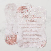 Marble Sparkle Roos Gold Glitter Quinceañera Kaart (Voorkant / Achterkant)