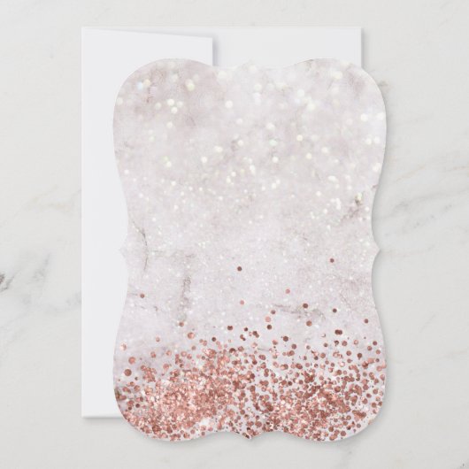 Marble Sparkle Roos Gold Glitter Quinceañera Kaart (Achterkant)