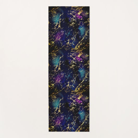 Marble Splashed Paint Gold Pink Blue Green Paars Yogamat (Voorkant)