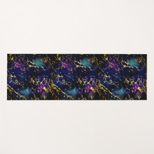 Marble Splashed Paint Gold Pink Blue Green Paars Yogamat (Voorkant (horizontaal))