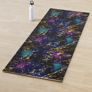 Marble Splashed Paint Gold Pink Blue Green Paars Yogamat