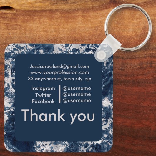 MARBLE  SQUARE BUSINESS SLEUTELHANGER (Achterkant)