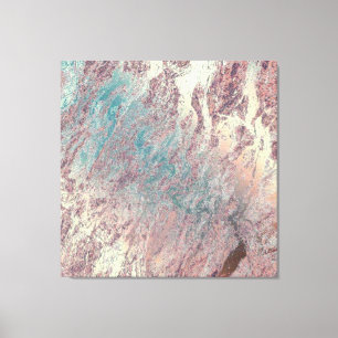 Marble Stone Abstract Blauwgroen Aqua Roos Gold Dr Canvas Afdruk