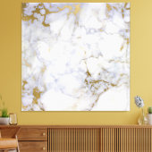 Marble Stone Abstract Gold Silver White Carrara Canvas Afdruk (Insitu (Woonkamer))