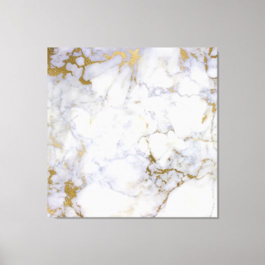 Marble Stone Abstract Gold Silver White Carrara Canvas Afdruk (Voorkant)