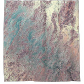 Marble Stone Abstract Metallic Blauwgroen Roos Lux Douchegordijn (Voorkant)