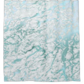 Marble Stone Abstract White Carrara Blue Blauwgroe Douchegordijn (Voorkant)