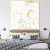 Marble Stone Abstract White Carrara Gold Luxury Canvas Afdruk (Insitu (Slaapkamer))