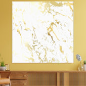 Marble Stone Abstract White Carrara Gold Luxury Canvas Afdruk (Insitu (Woonkamer))