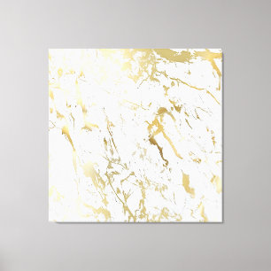 Marble Stone Abstract White Carrara Gold Luxury Canvas Afdruk