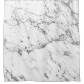 Marble Stone Abstract White Carrara Silver Grey Douchegordijn (Voorkant)