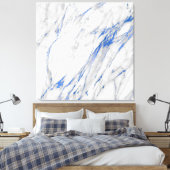 Marble Stone Abstract White Grey Carrara Blue Navy Canvas Afdruk (Insitu (Slaapkamer))