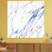 Marble Stone Abstract White Grey Carrara Blue Navy Canvas Afdruk (Insitu (Woonkamer))