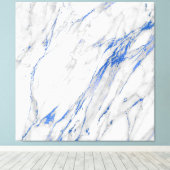 Marble Stone Abstract White Grey Carrara Blue Navy Canvas Afdruk (Insitu (Houten vloer))