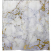 Marble Stone Abstract White Grey Gold Carrara Lux Douchegordijn (Voorkant)