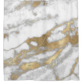 Marble Stone Abstract White Grey Silver Gold Carra Douchegordijn (Voorkant)