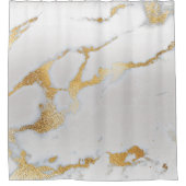 Marble Stone Abstract White Grey Silver Metal Gold Douchegordijn (Voorkant)