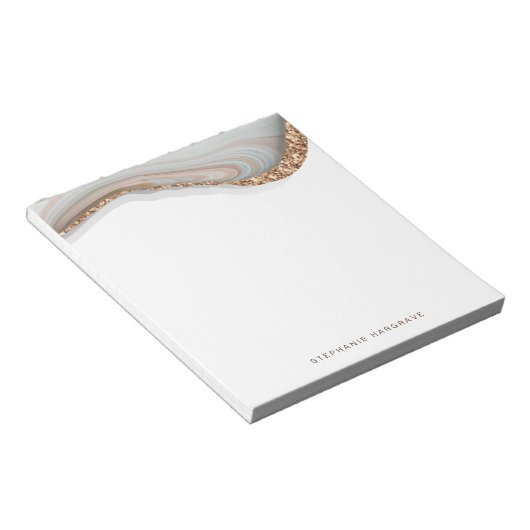 Marble stone agate geode glitter notitieblok (Schuin)