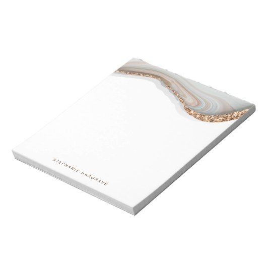 Marble stone agate geode glitter notitieblok (Linkerzijde)