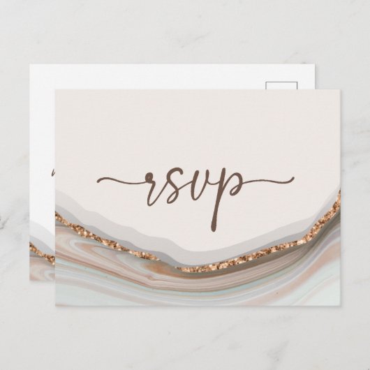 Marble Stone Agate RSVP Briefkaart (Voorkant / Achterkant)