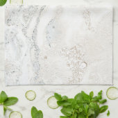Marble Stone Bright Carrara Beige Ivory Grey Theedoek (Gevouwen)