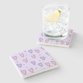 Marble Stone Coaster Valentine's Day Pink Purple  Stenen Onderzetter (Zijkant)