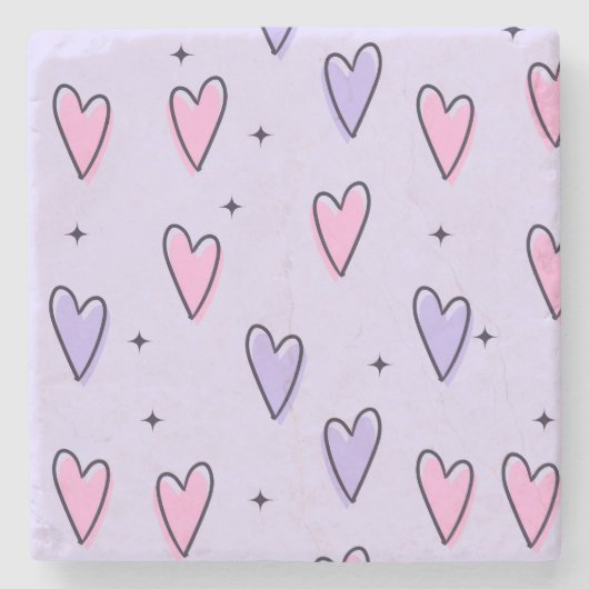Marble Stone Coaster Valentine's Day Pink Purple  Stenen Onderzetter (Voorkant)