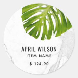 MARBLE STONE GREEN MONSTERA LEAF FOLIAGE PRICE RONDE STICKER