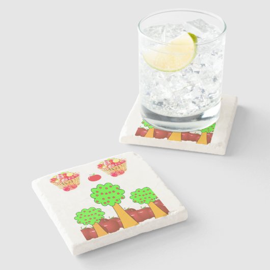 Marble Stone Onderzetter Apple (Zijkant)