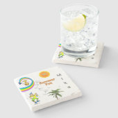 Marble Stone Onderzetter Beach Fun (Zijkant)