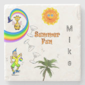 Marble Stone Onderzetter Beach Fun (Voorkant)