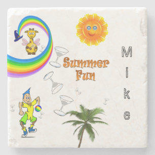 Marble Stone Onderzetter Beach Fun