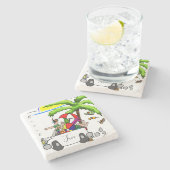 Marble Stone Onderzetter Beach Fun (Zijkant)