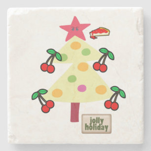 Marble Stone Onderzetter, Cherry Jolly Holiday Stenen Onderzetter